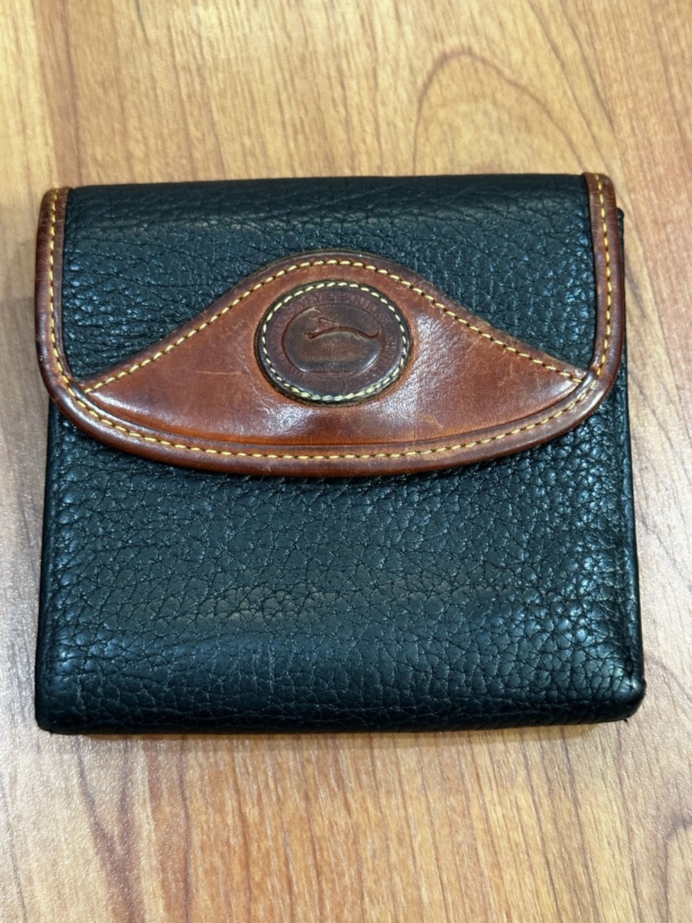 Dooney & Bourke Black and Brown Leather Bifold Wallet